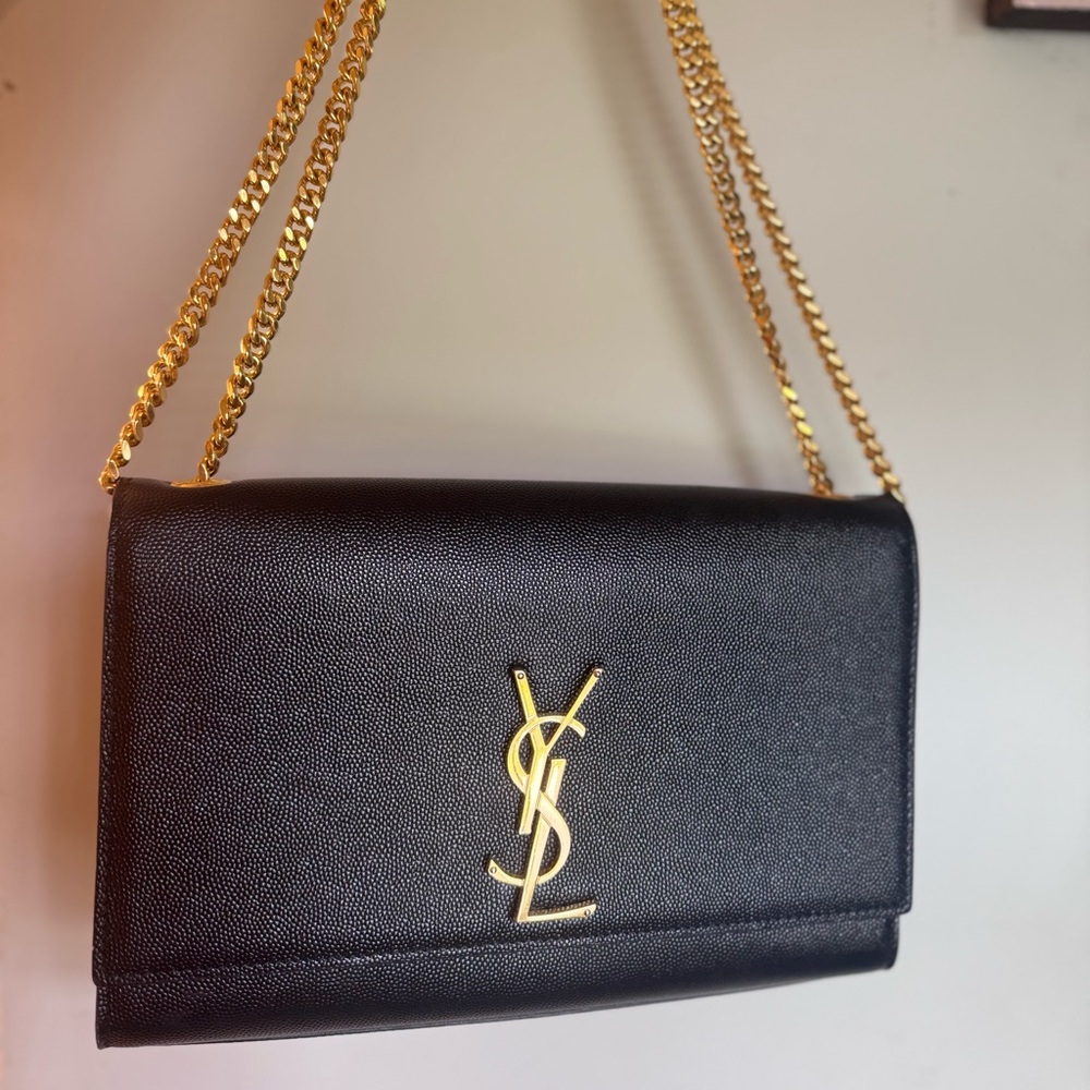 Yves Saint Laurent Black Shoulder Bag with Gold Chain Medium size